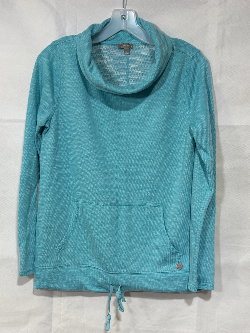 Talbots Aqua and White Textured Knit Top